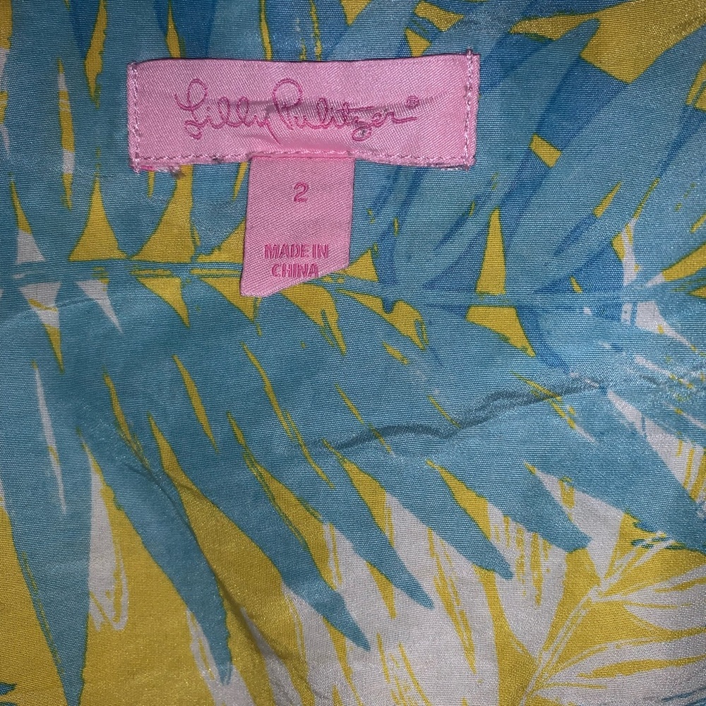 Lilly Pulitzer Blue & Green Wrap, Dress, Size 2 - Picture 5 of 5